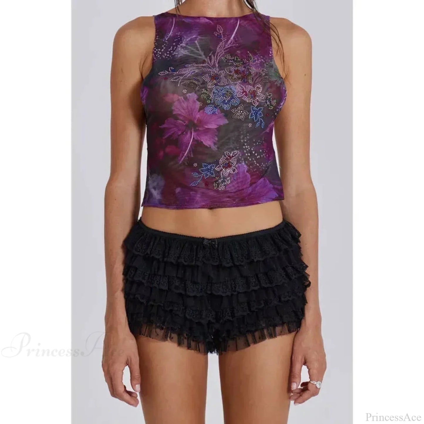 Mesh Tiered Net Bloomer Short