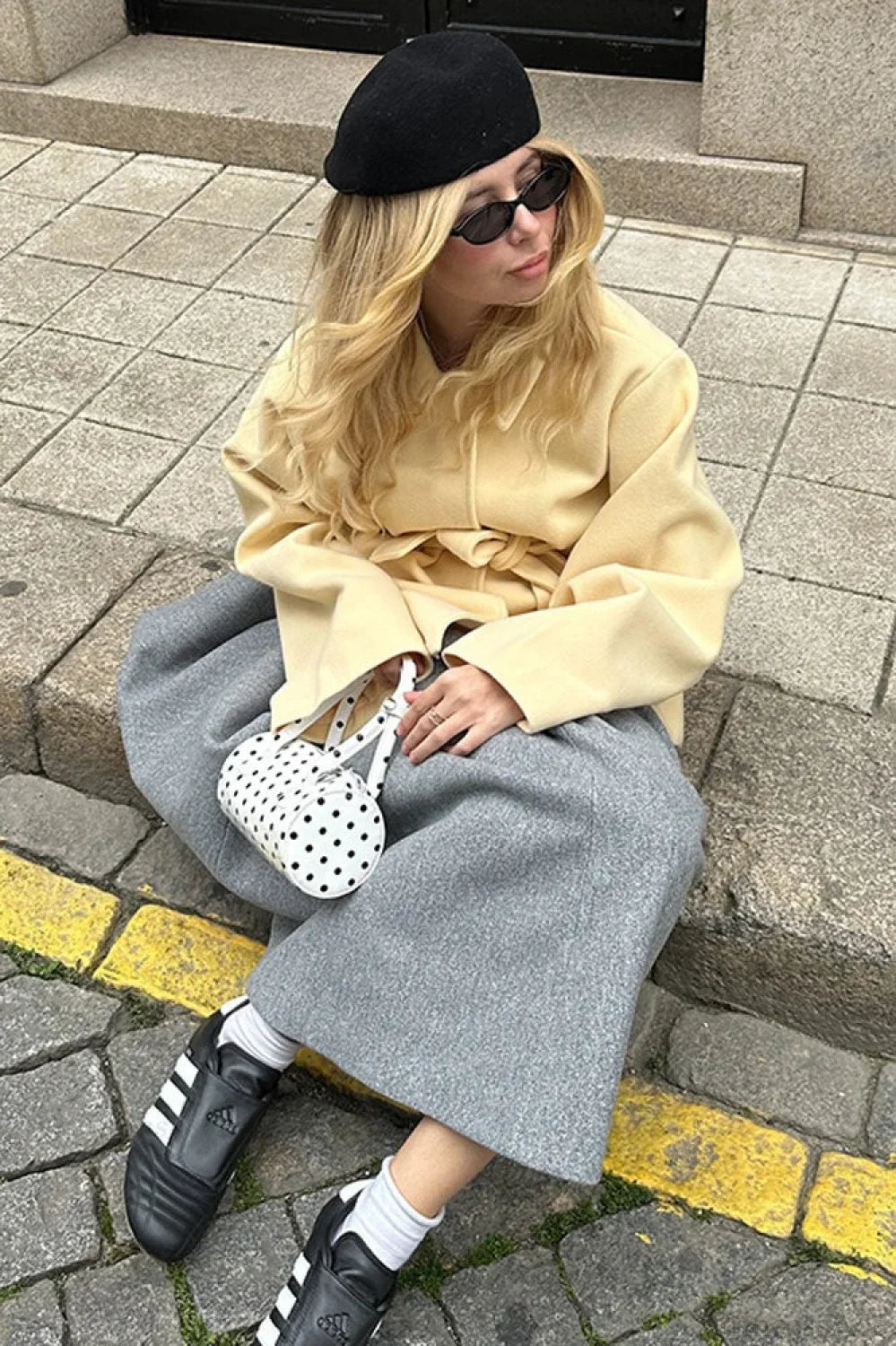 Minimalist Solid Color Tie Waist Mid-Length Coat