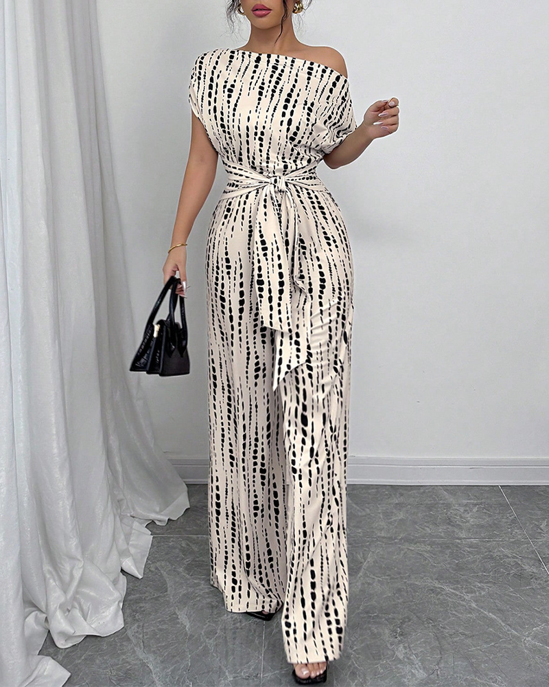 Wide-Leg Jumpsuit With Slanted Shoulders