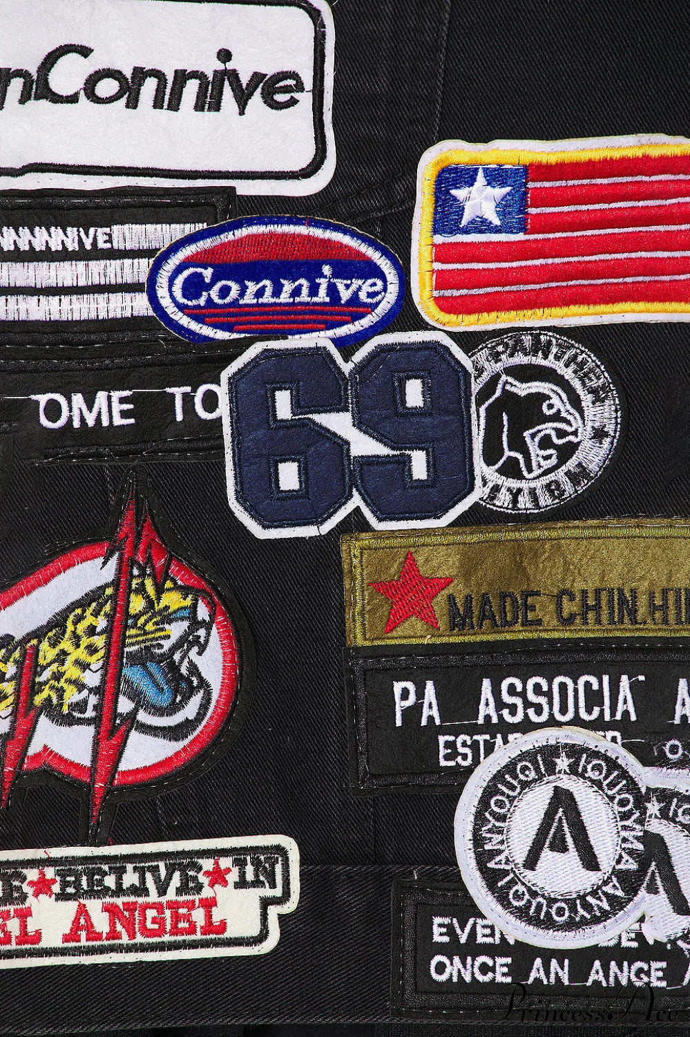 Multi Badge Denim Collared Coat