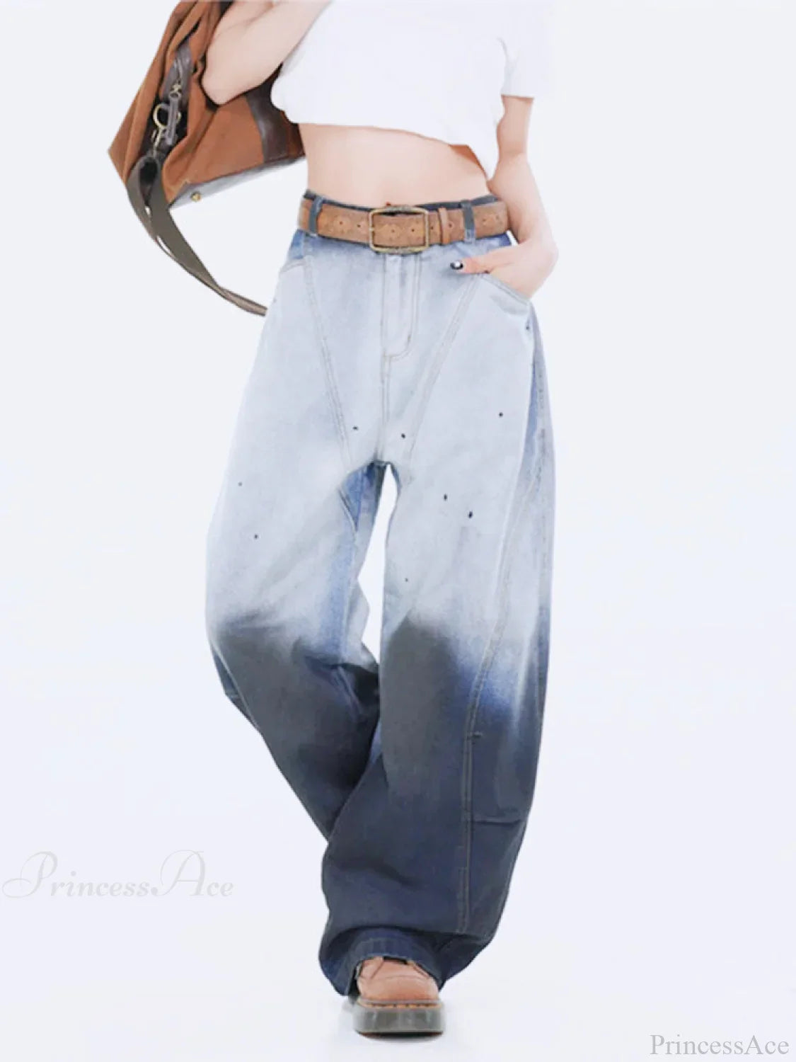 Patchwork Gothic Tall Waist Denim Pant