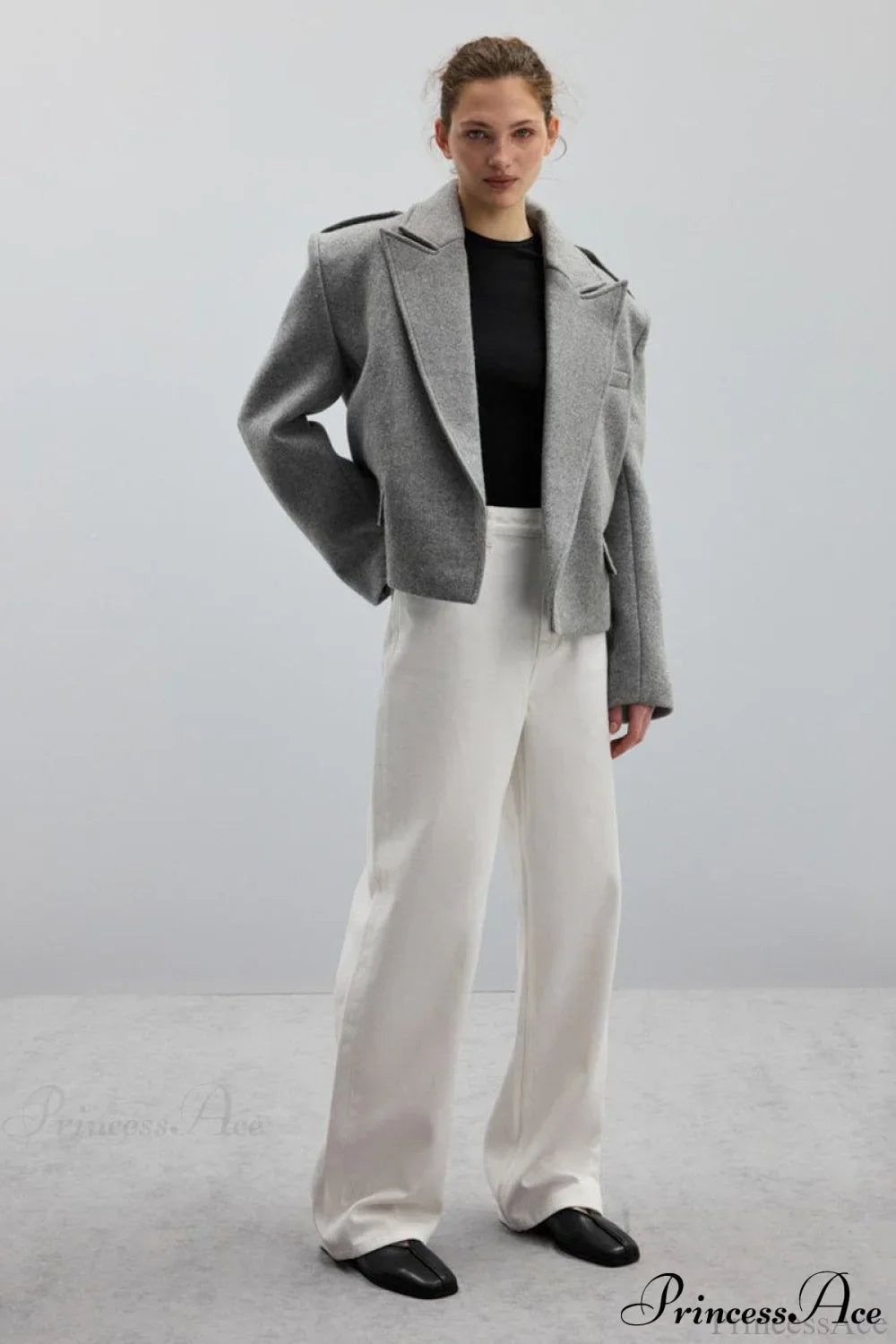 Peak Lapel Blazer Style Wool Loose Coat