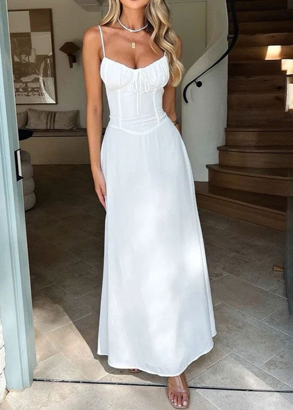 Soleil Maxi Dress – Yellow Spaghetti Strap Dress with Corset Bodice