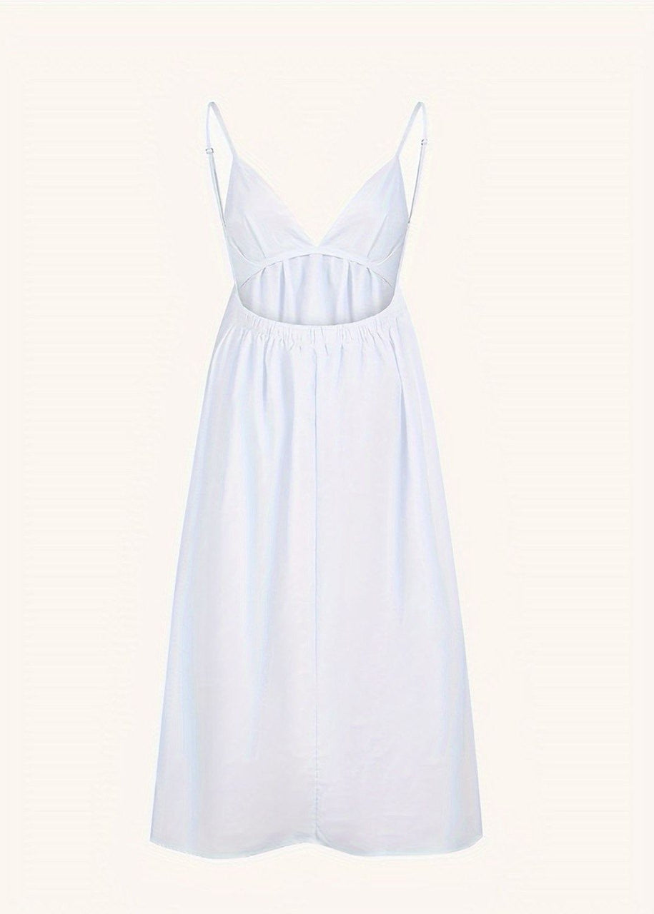 Solea - Open Back Maxi Dress with Adjustable Spaghetti Straps