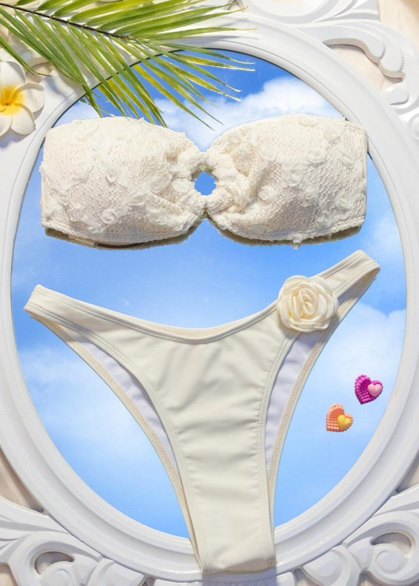 Marabella – Floral Textured Bandeau Bikini Set