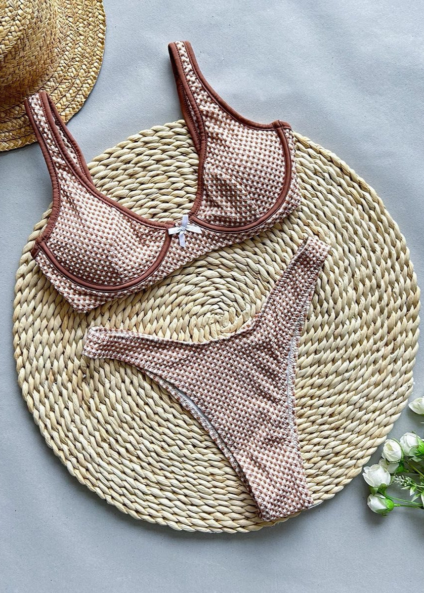 Capri Check - Underwire Textured Bikini Set