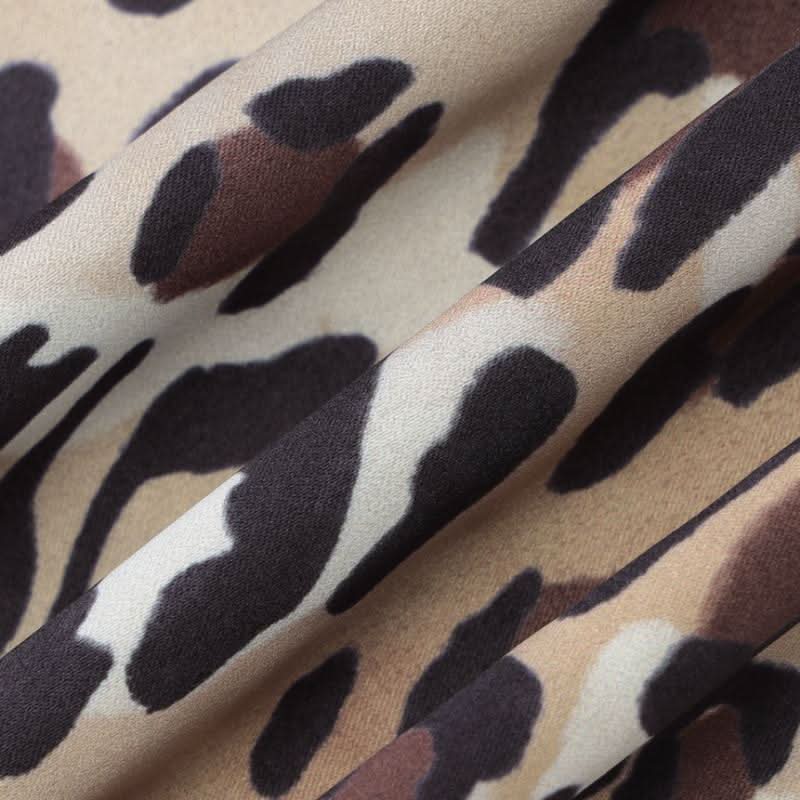 Halter self tie leopard print v neck mini skirt set