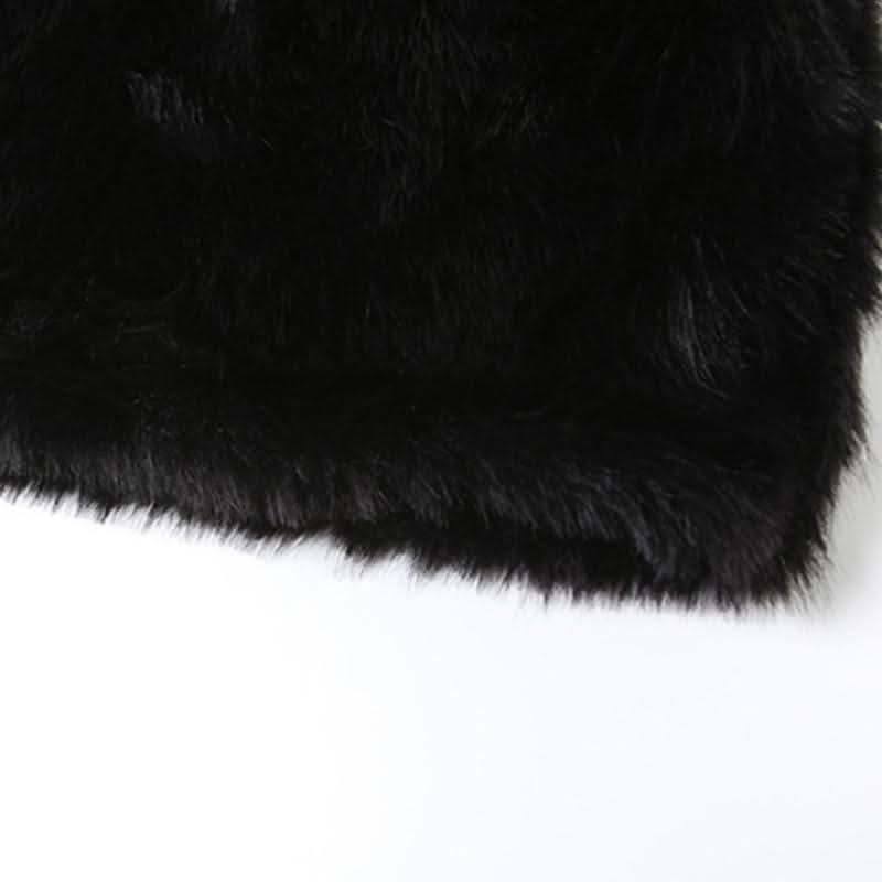 PU leather fluffy zip-up backless tube mini dress