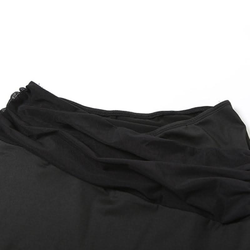 Irregular hollow out mesh backless mini skirt set
