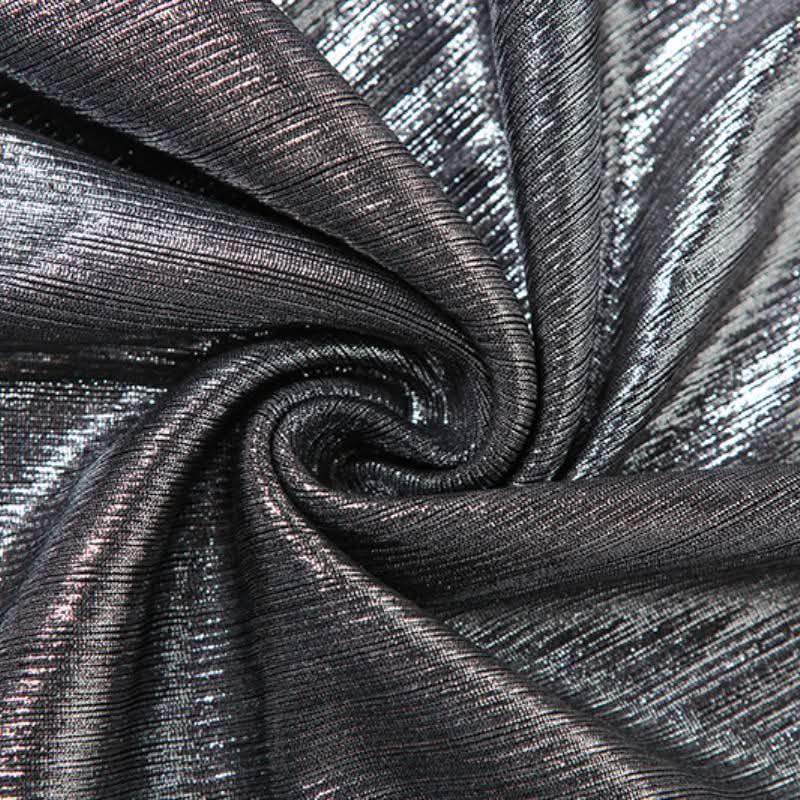 Cross front hollow out high slit ruched metallic cut out maxi dress