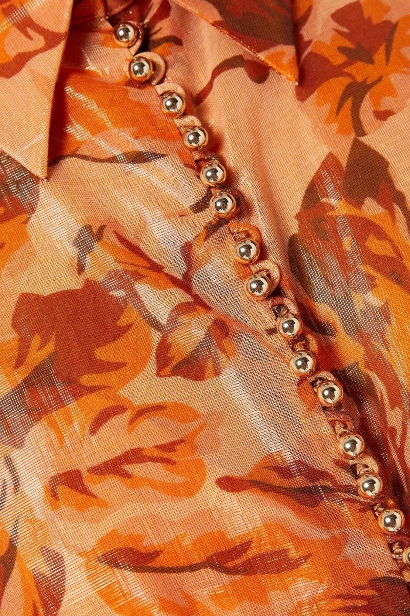 Queena Printed Balloon Sleeve Maxi Dress