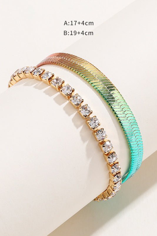 Rainbow Gradient Flat Snake Chain Bracelet