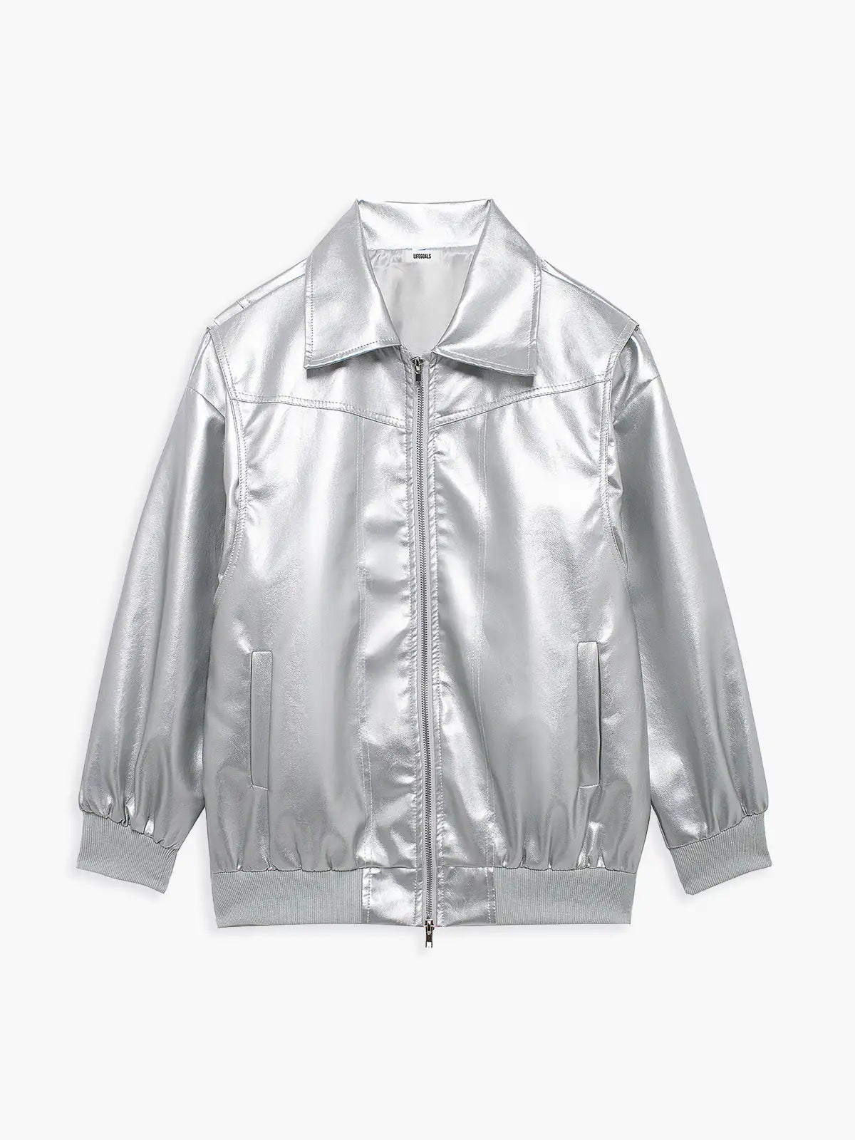 Retro Oversized Faux Leather Bomber