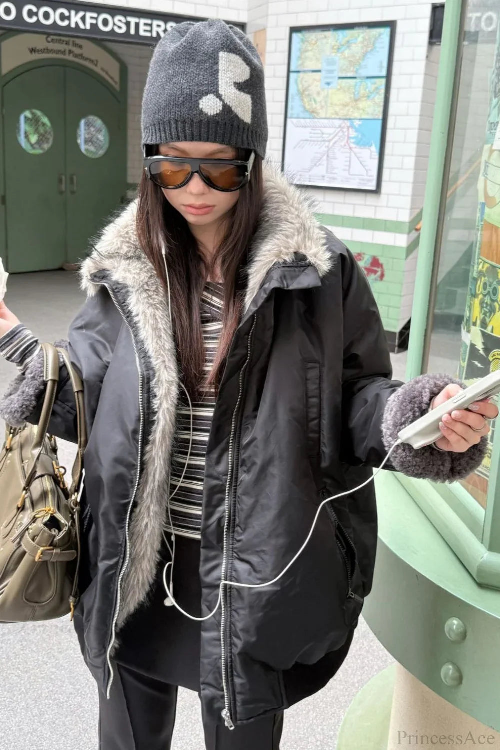 Reversible Patchwork Color Block Fleece Coat