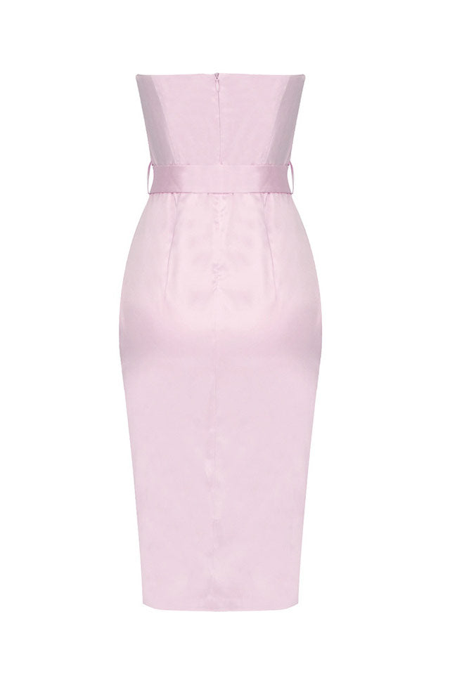 Rhinestone Sweetheart Strapless Satin Belt Buckle Mini Dress