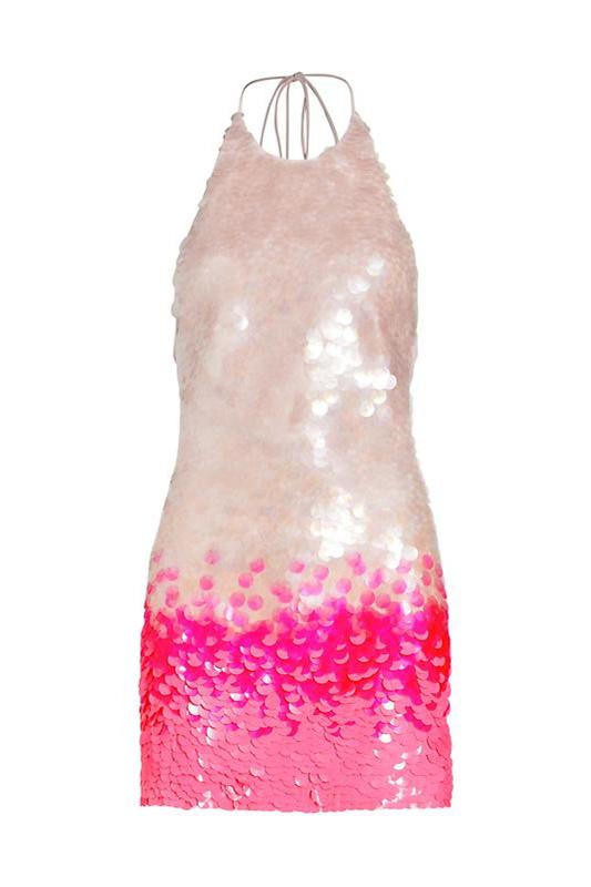 Riva Halter Gradient Sequins Mini Dress