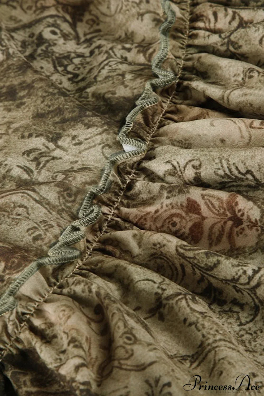 Ruched Botanical Tie Waist Skirt