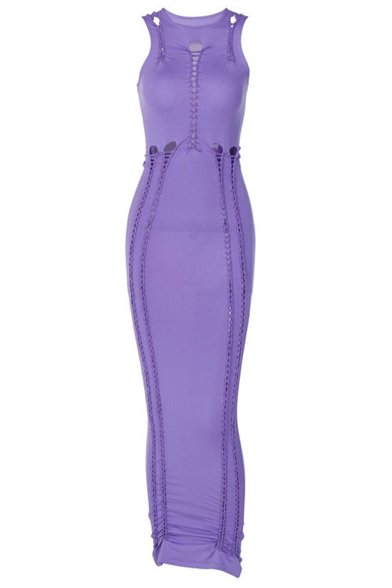 Mock Neck Lace-Up Front Cutout Braided Seam Ruched Bodycon Midi Dress