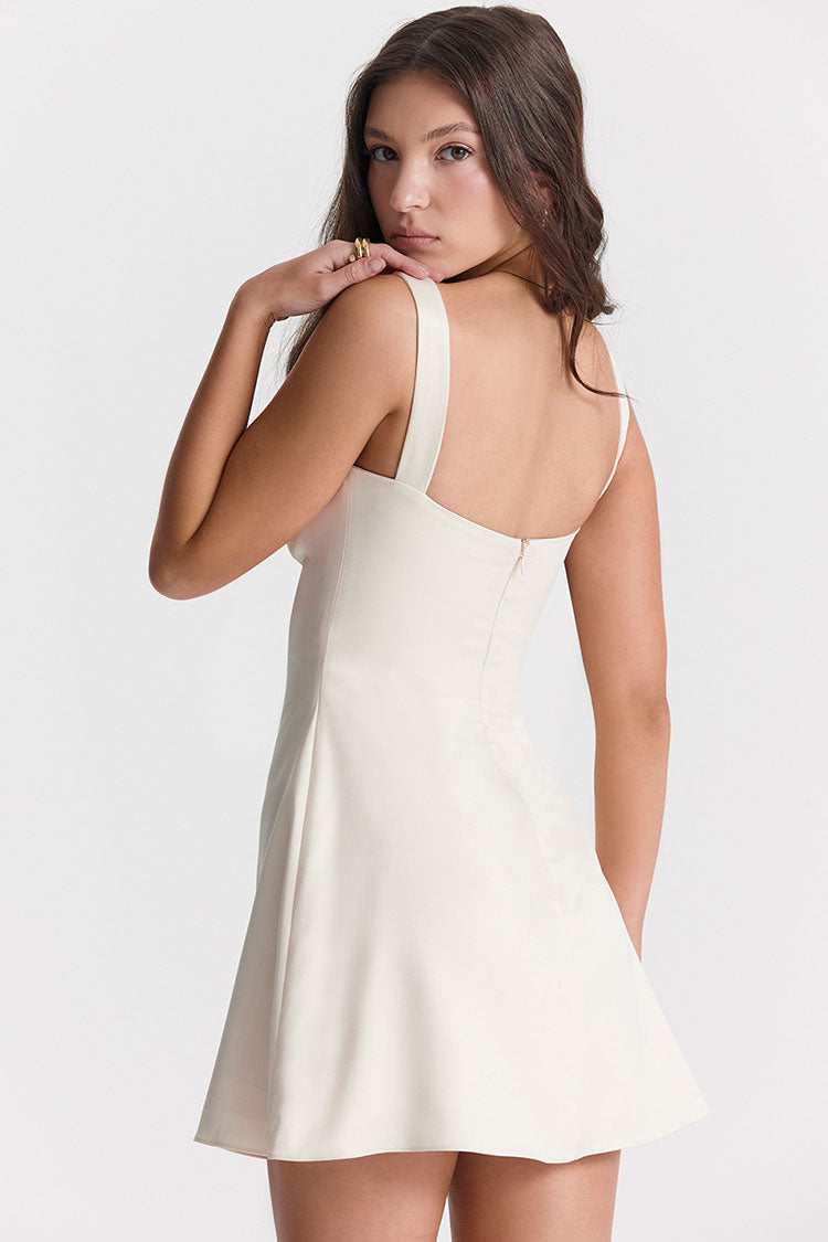 Satin Square Neck Wide Strap Bodycon Mini Dress