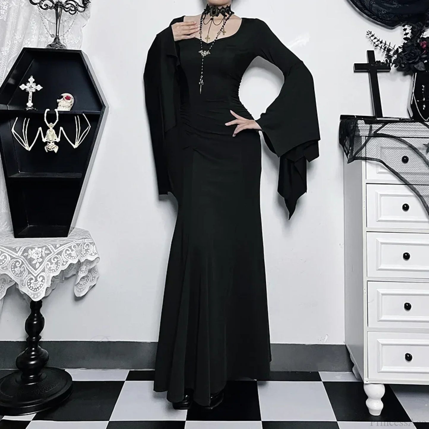 Slim Gothic Fall Daily Comfort Maxi Dress