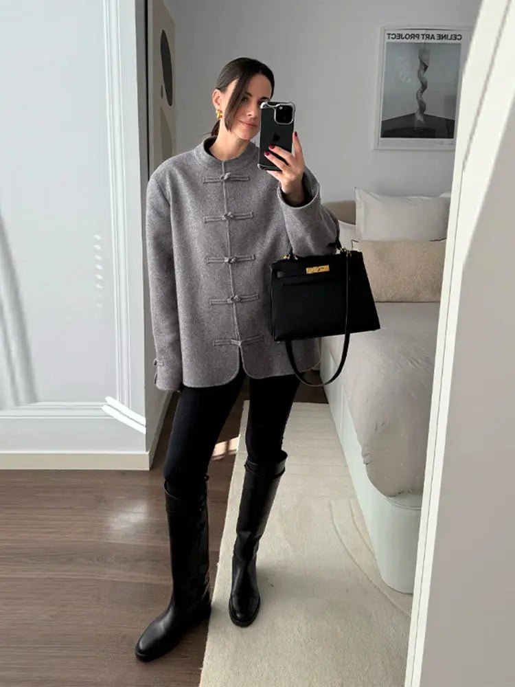 Gloria Double-Faced Knot Mandarin Jacket