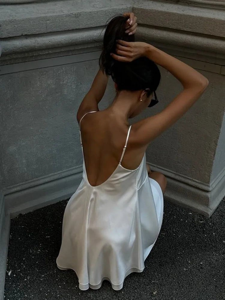 Jiselle V Neck Satin Mini Dress