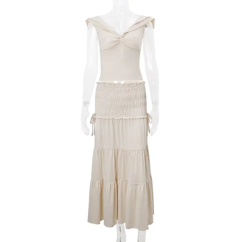 Zendaya Ruffled Crop Top Maxi Skirt Set