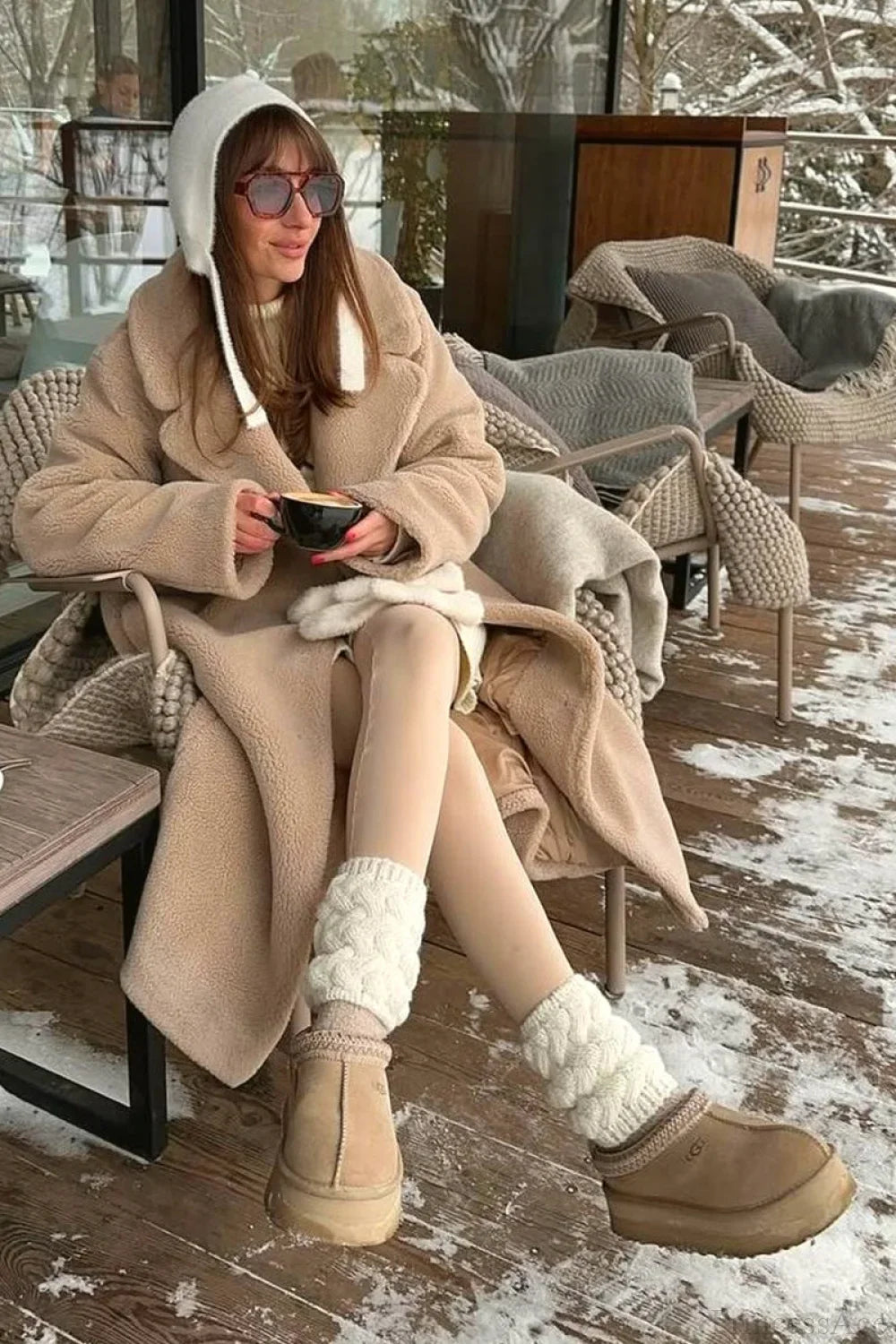 Solid Fleece Warm Casual loose fit Overcoat