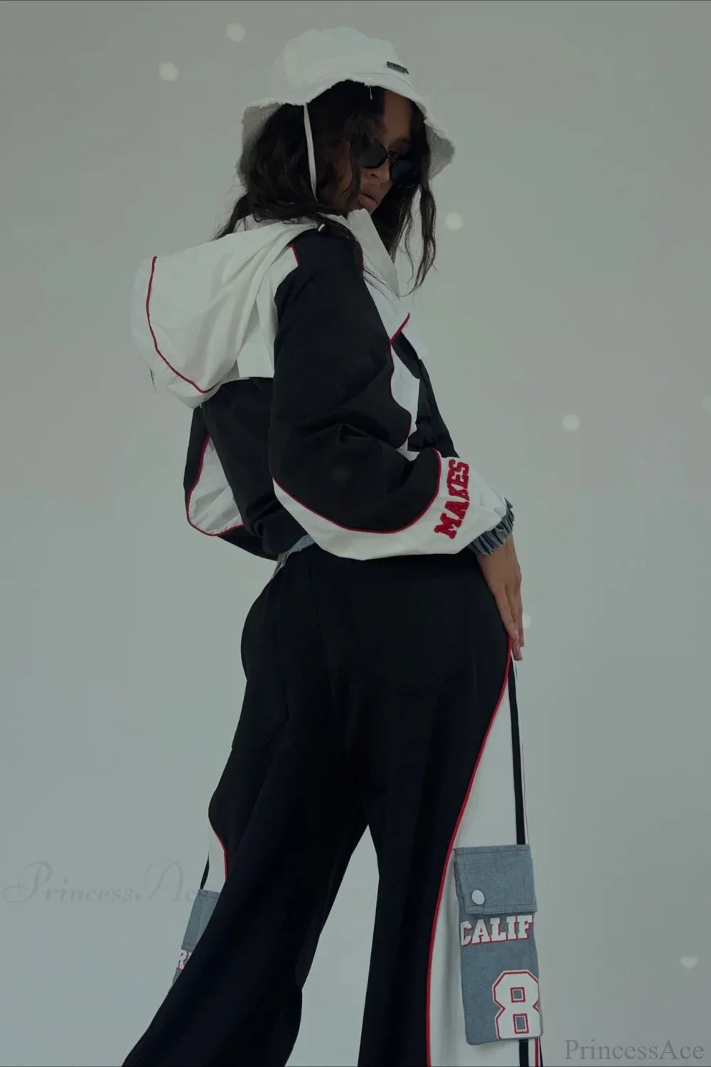 Street Style Denim Paneled Slim Fit Jacket Pants Two Piece Set