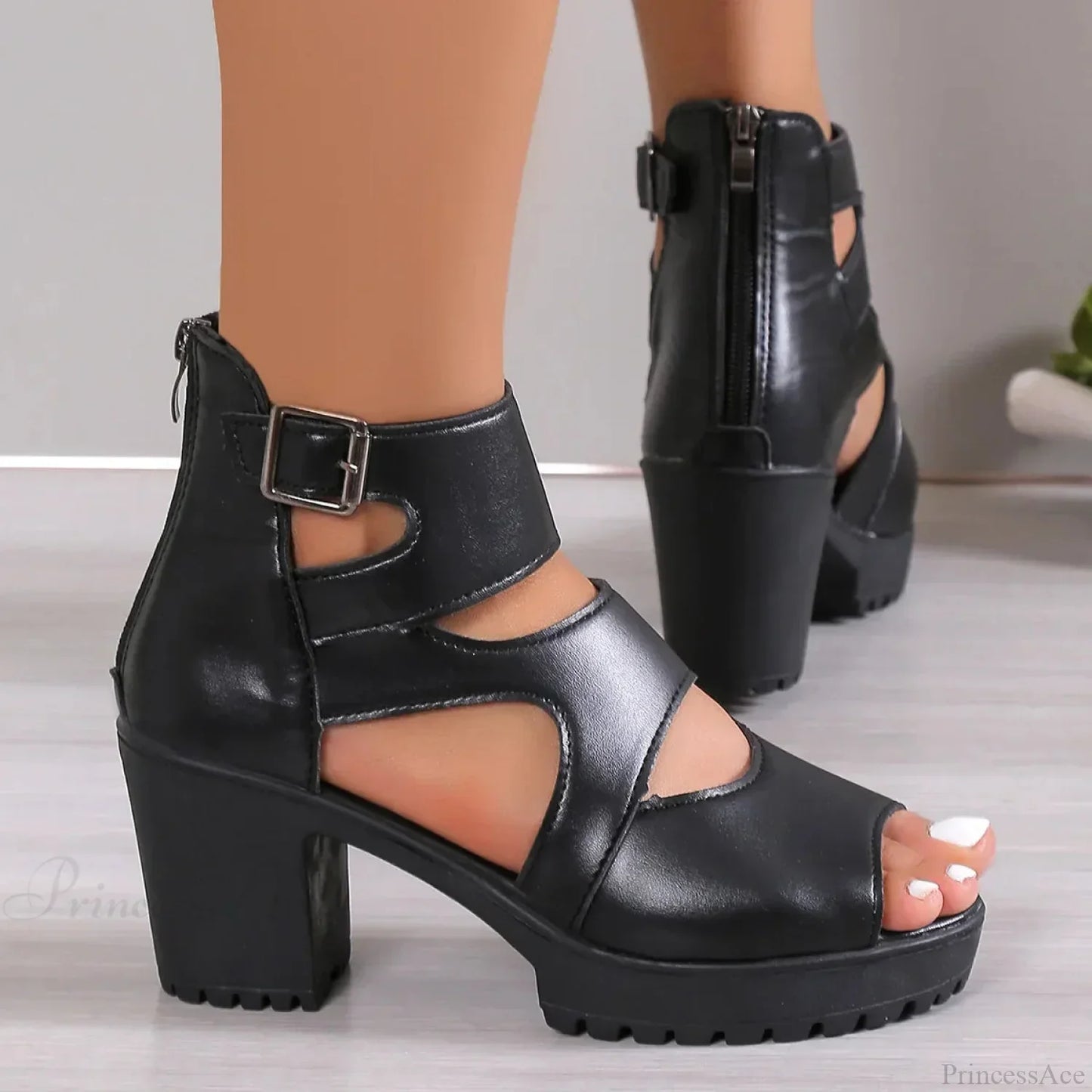 Tall Heel Dark Platform Sandal