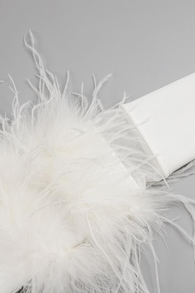 Tammy Feather Splicing Midi Bandage Dress