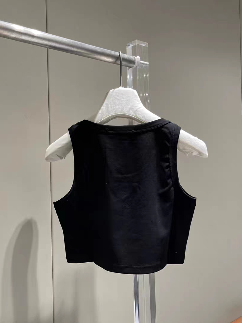 Black & White Rhinestone Logo Sleeveless Crop Top