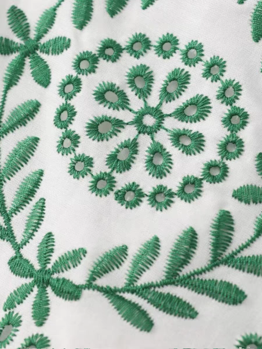 Embroidered Crochet Cutout Knotted Maxi Dress