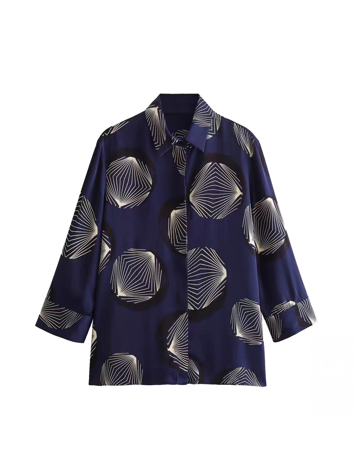 Abstract Print Quarter Sleeves Shirt & Pants Coord Set