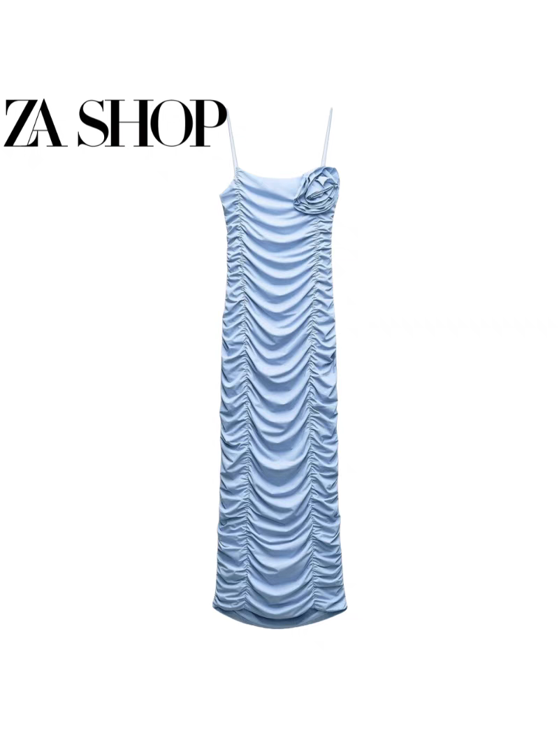 Shoulder Strap Ruched Bodycon Dress