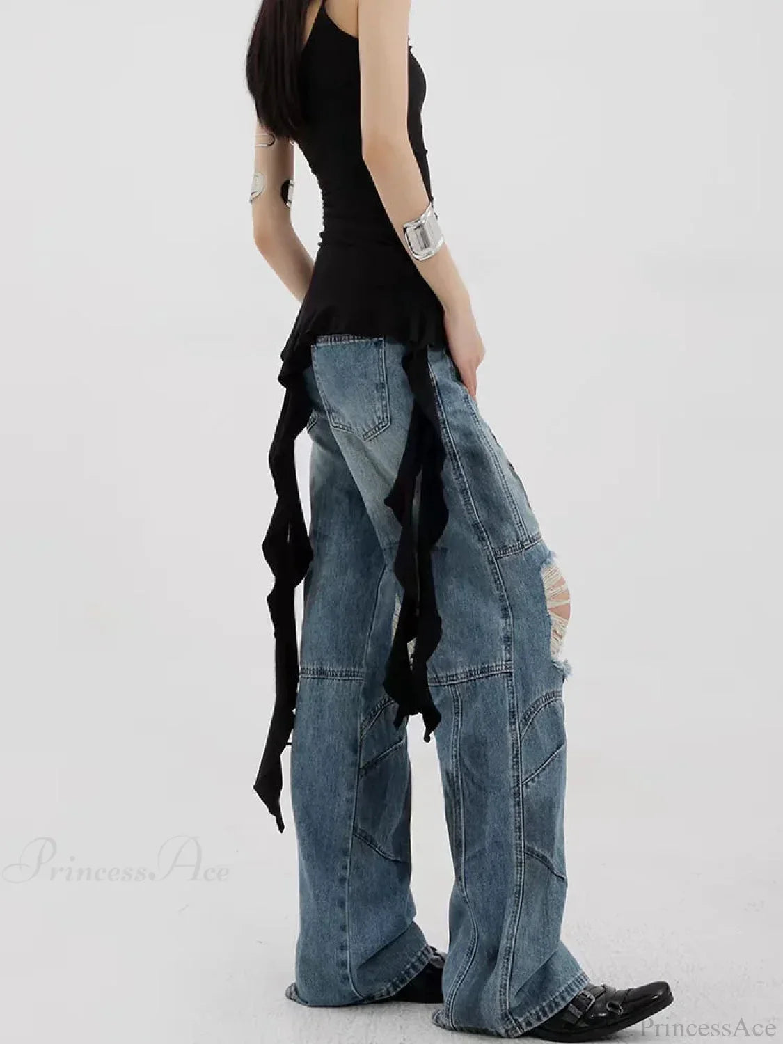 Torn Azure Gothic Baggy Harajuku Pant