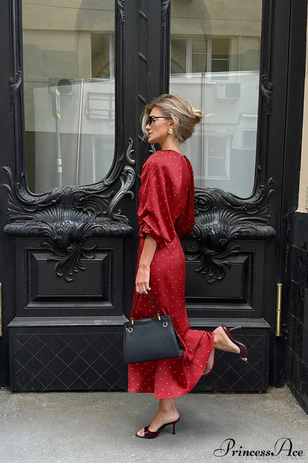 V Neck Satin Ruched Mermaid Maxi Dress