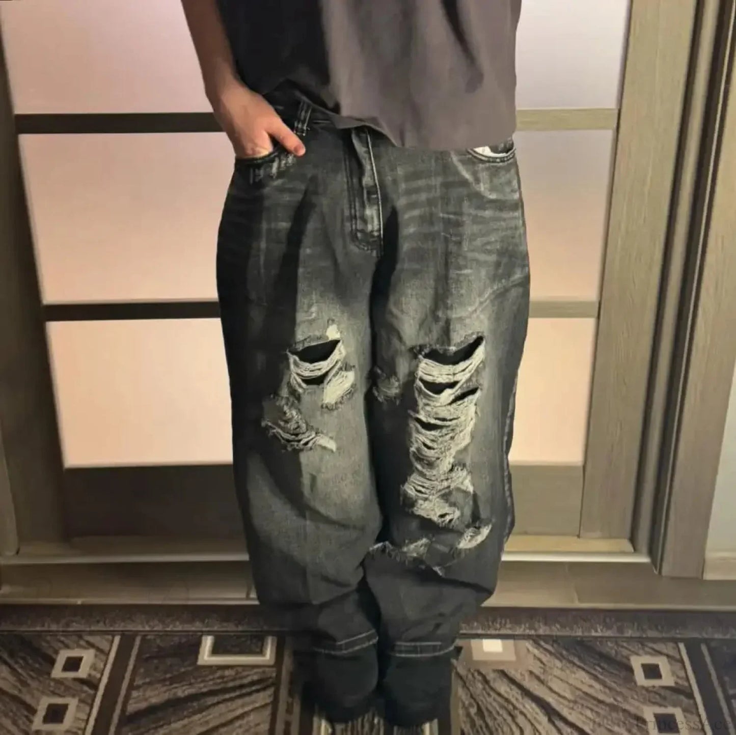 Vintage Gothic High-Waisted Torn Trouser