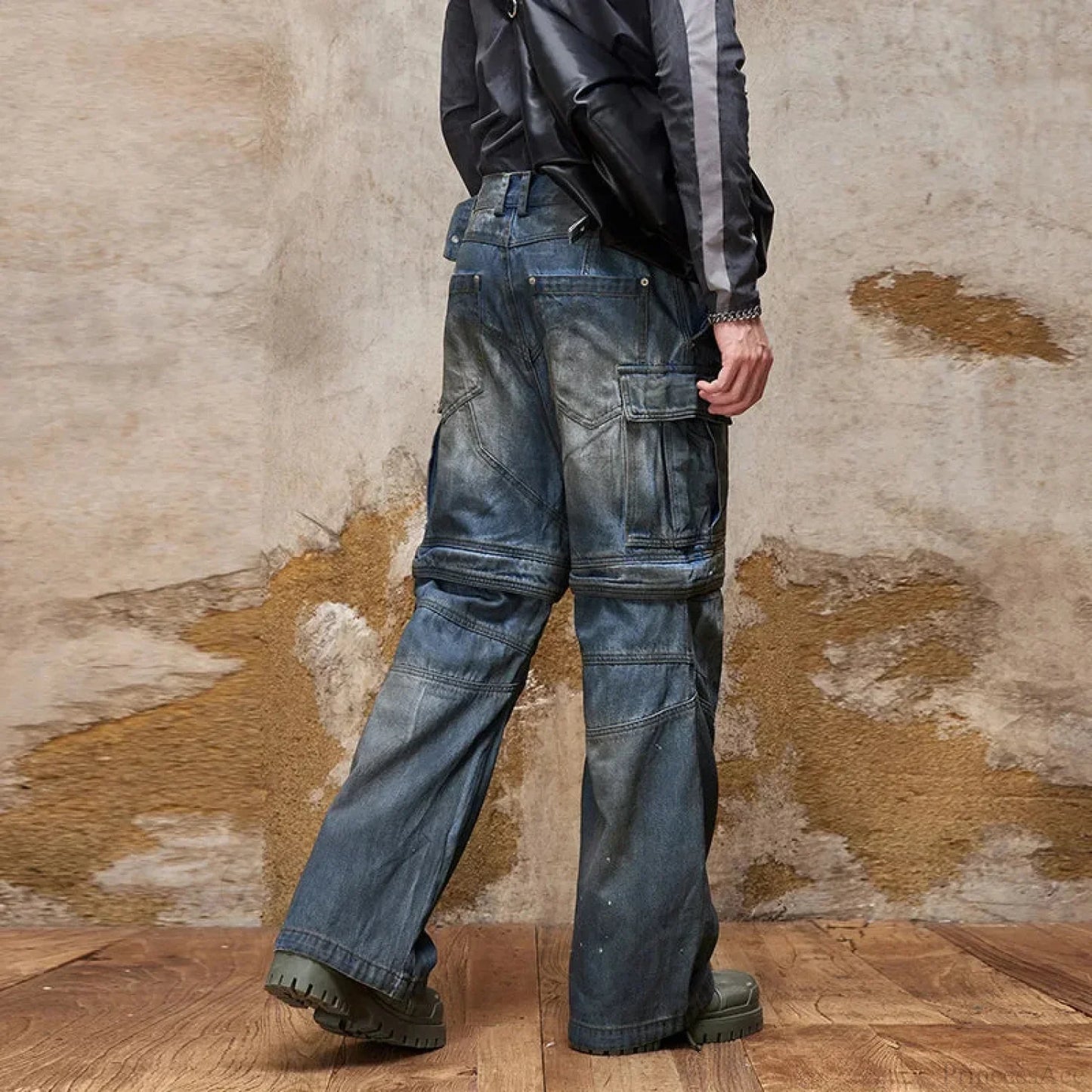 Vintage Gothic Multi-Pocket Denim Trouser