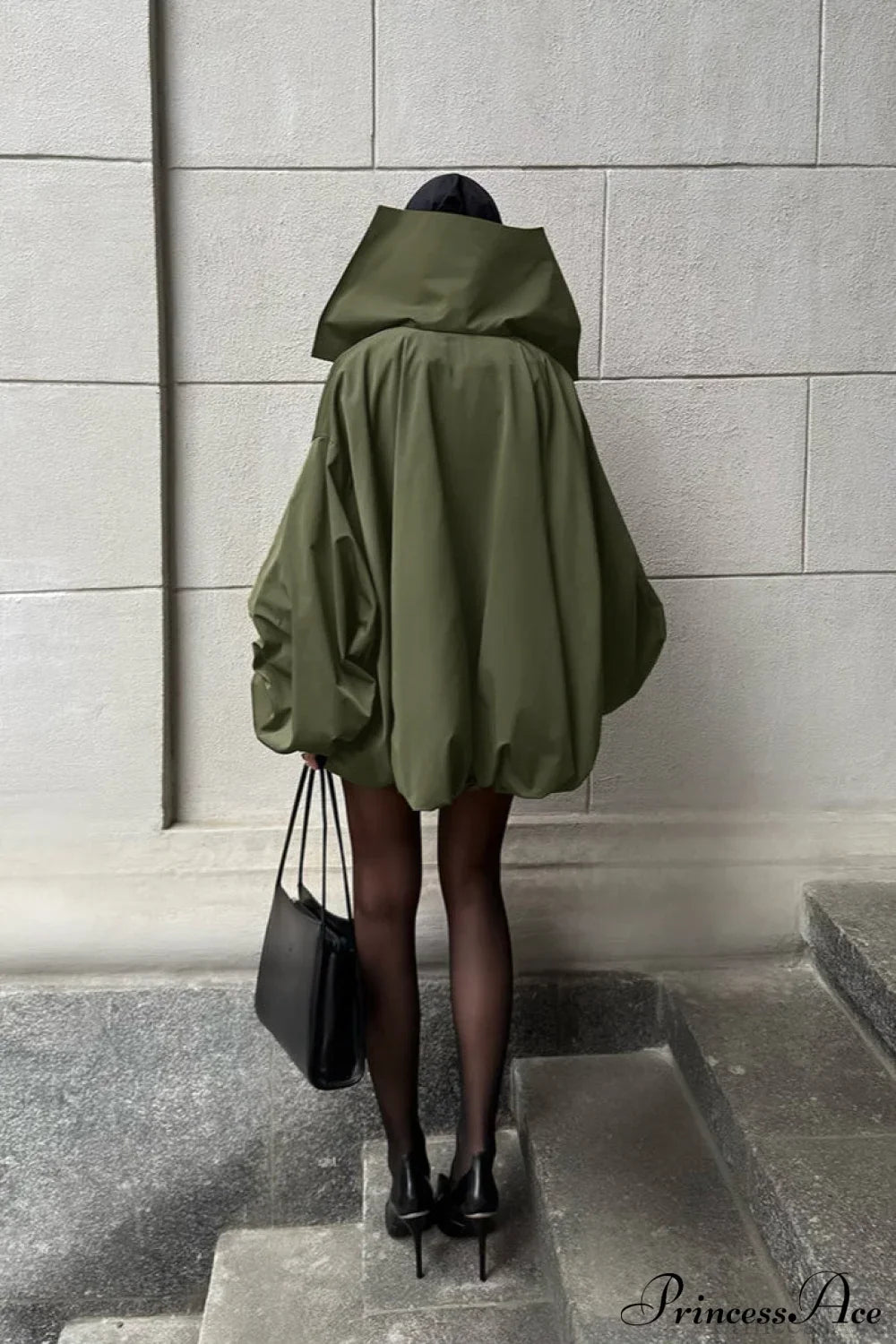 Vintage Green Unique Loose Slimming Coat