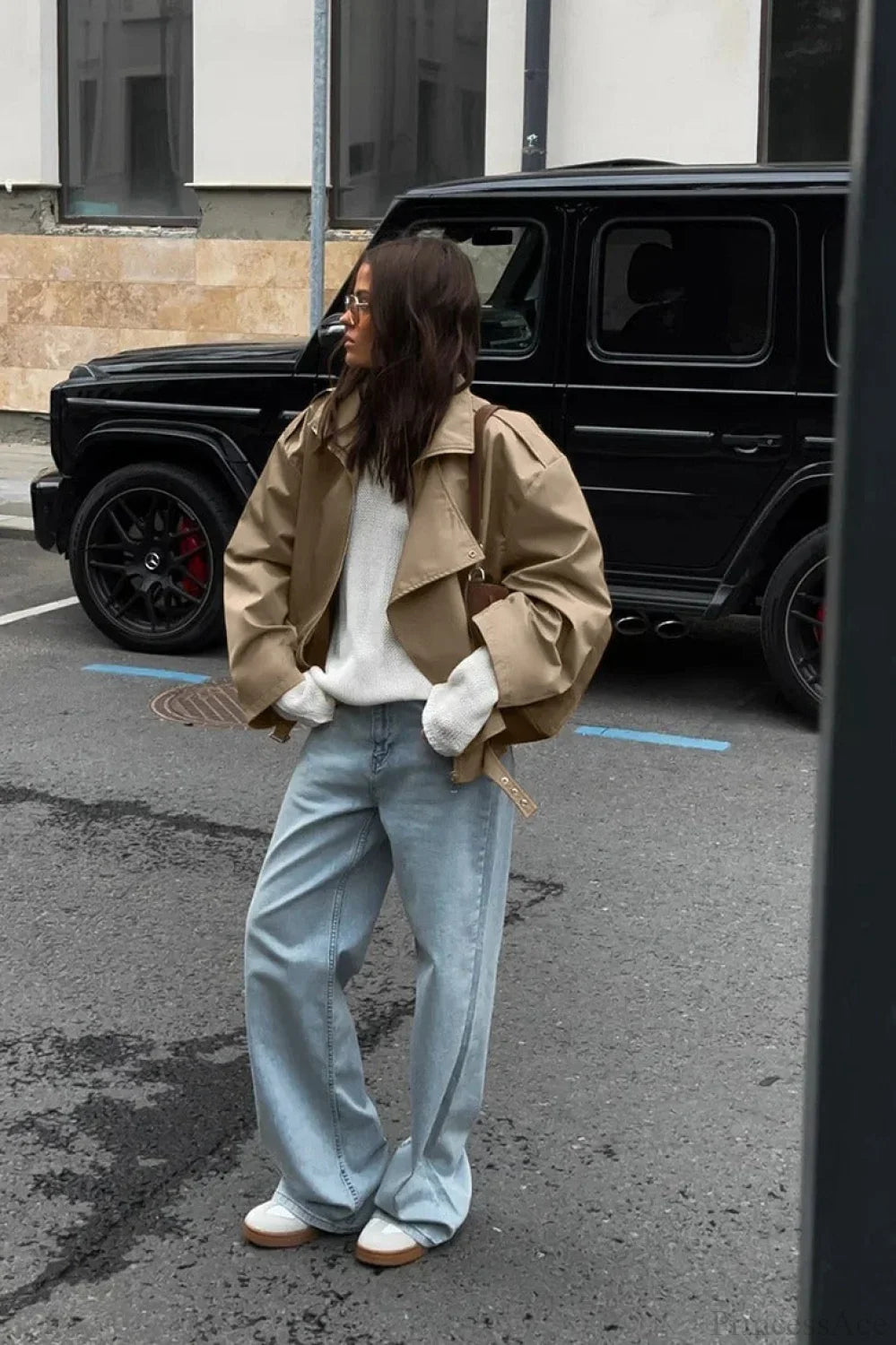 Vintage Khaki Lapel Trench Loose Jacket