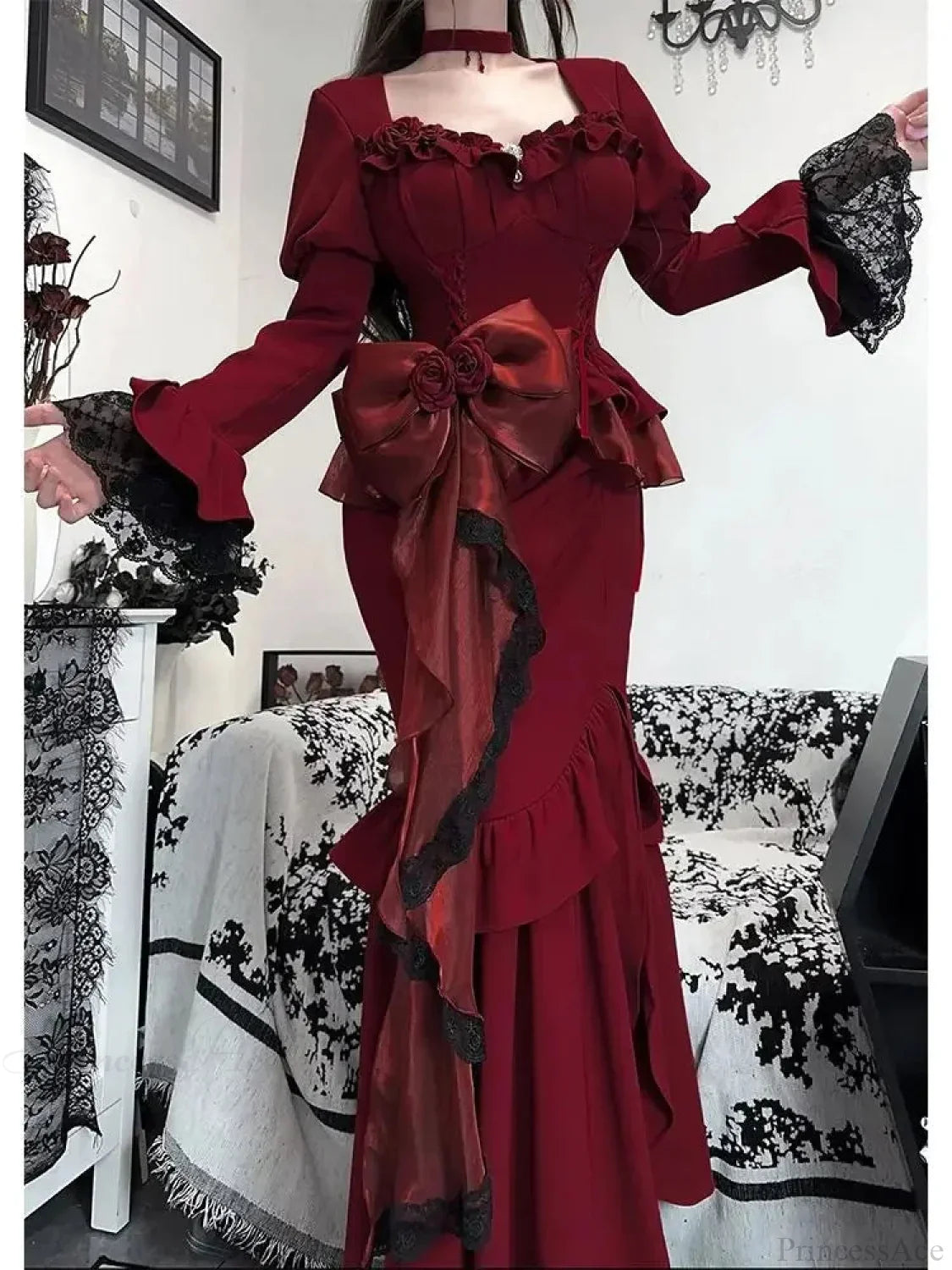 Vintage Velvet Tall Waist Rebel Midi Dress