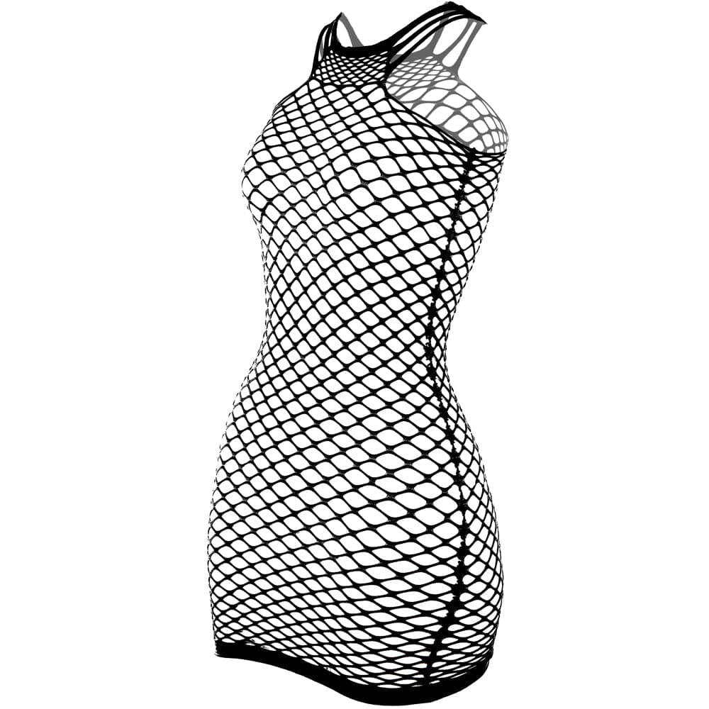 Fishnet stitch strappy tank mini dress