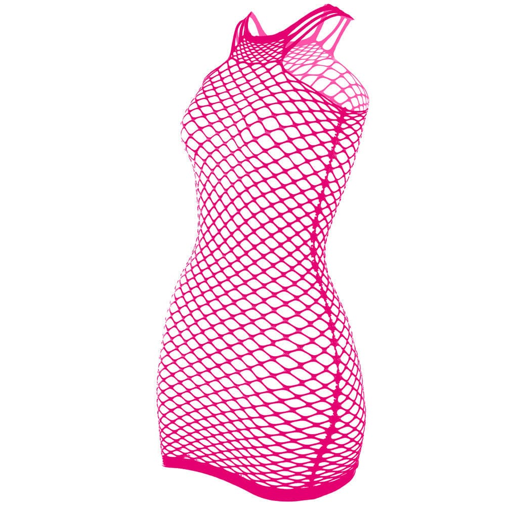 Fishnet stitch strappy tank mini dress