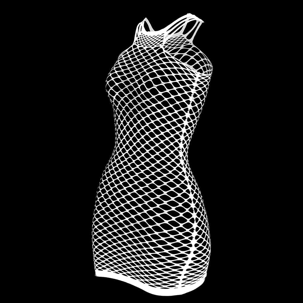 Fishnet stitch strappy tank mini dress
