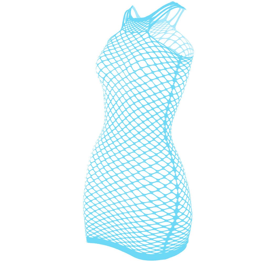 Fishnet stitch strappy tank mini dress