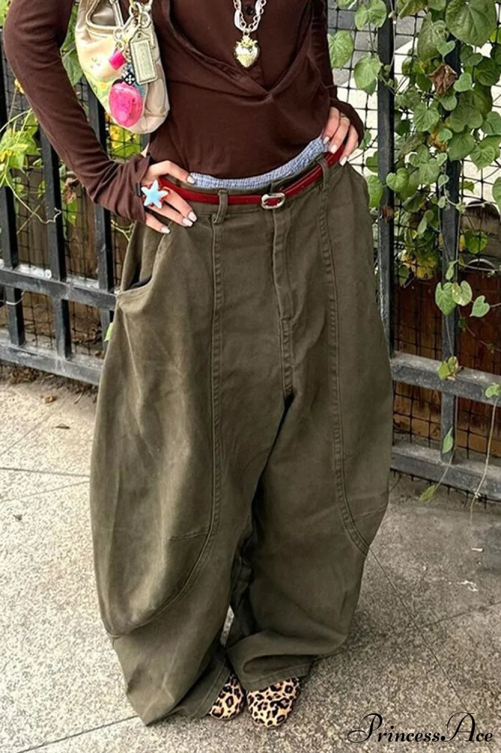 Washed Curved Loose Slouchy Floor-length Jeans