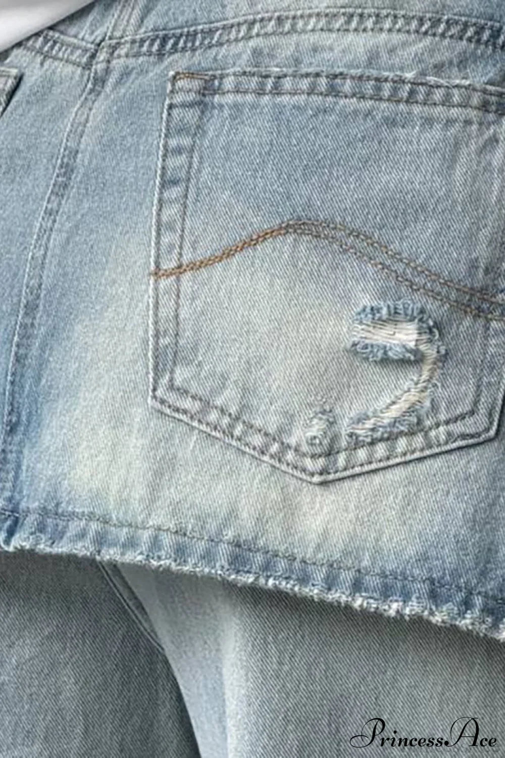 Washed Denim High Waisted Irregular Wide Leg Jeans