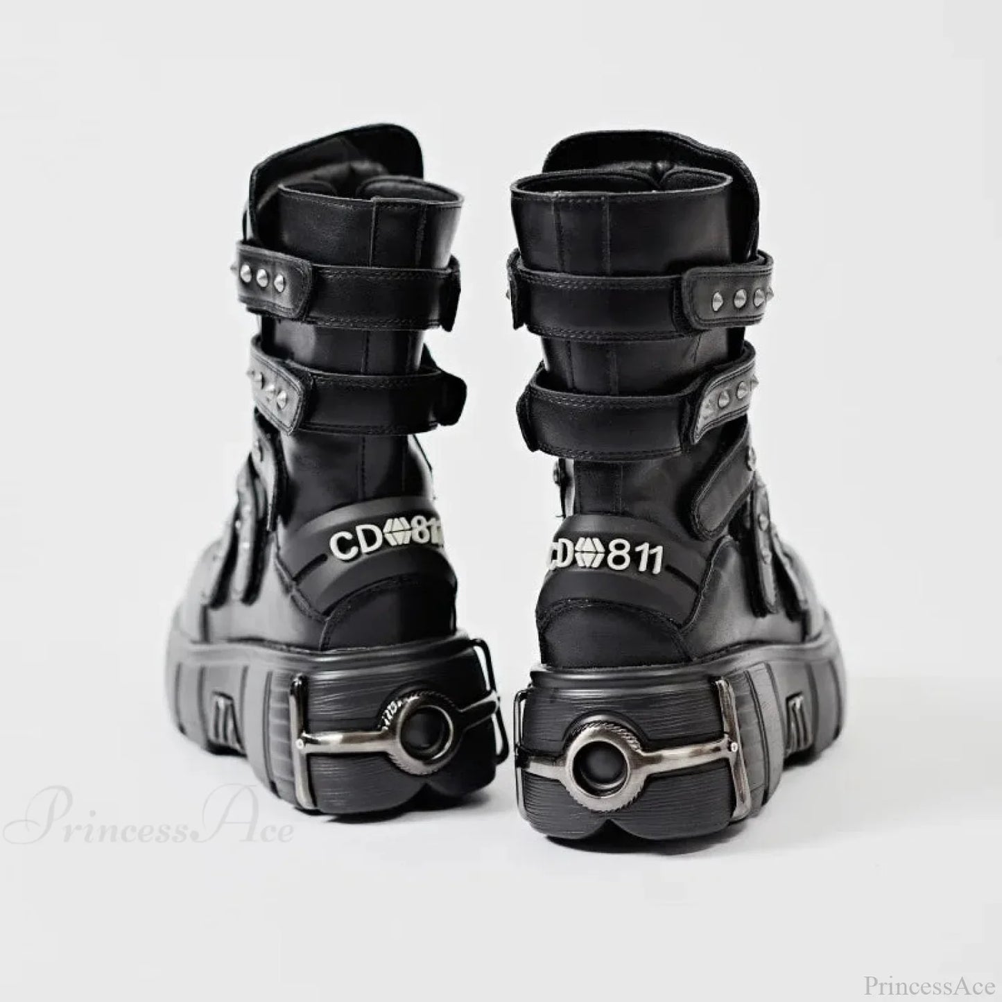 Weighty Metal Platform Motorcycle Dark Boot