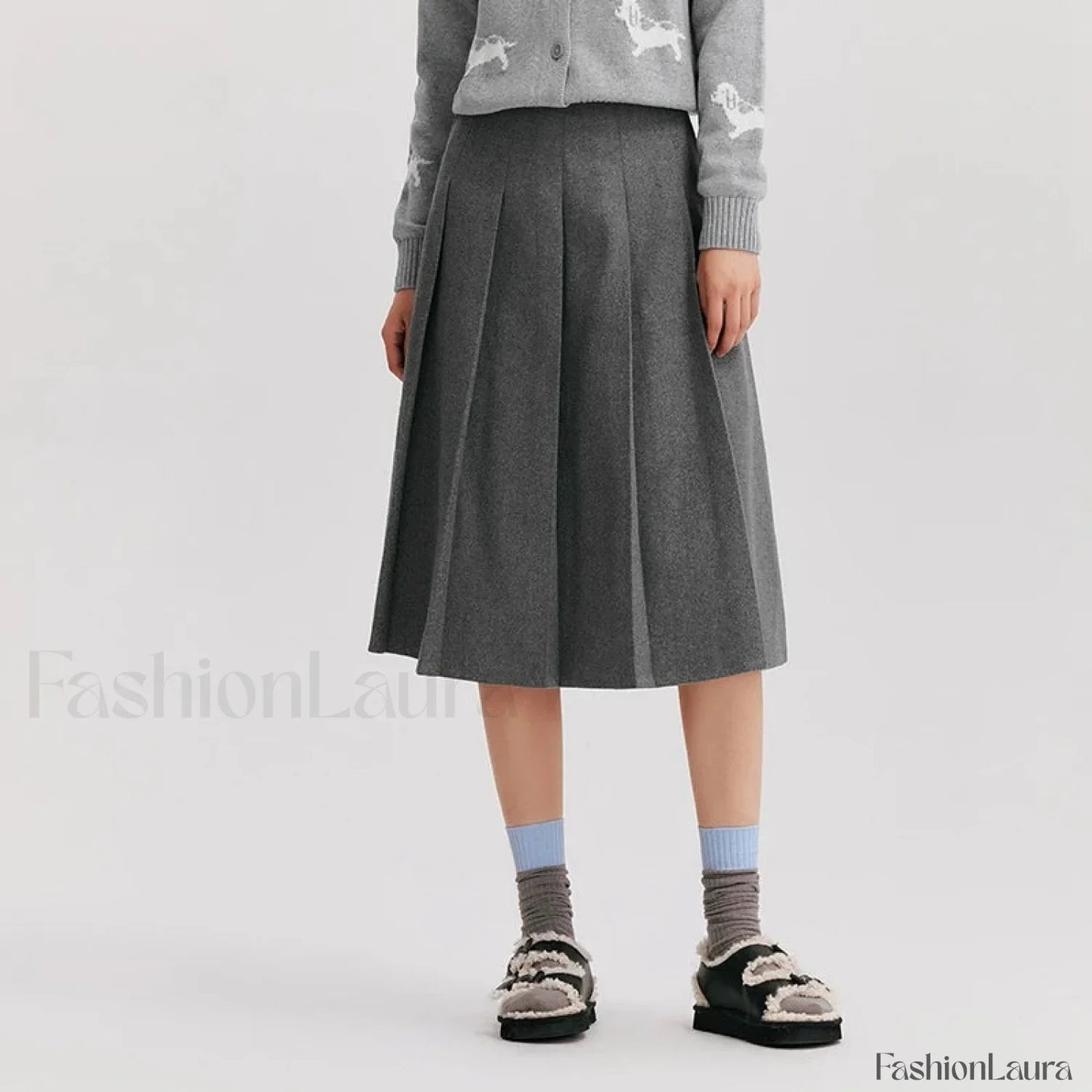 Woolen A-line Versatile Skirt
